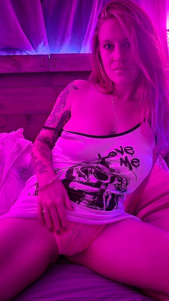 In bed in my nightgown and pretty pink panties 