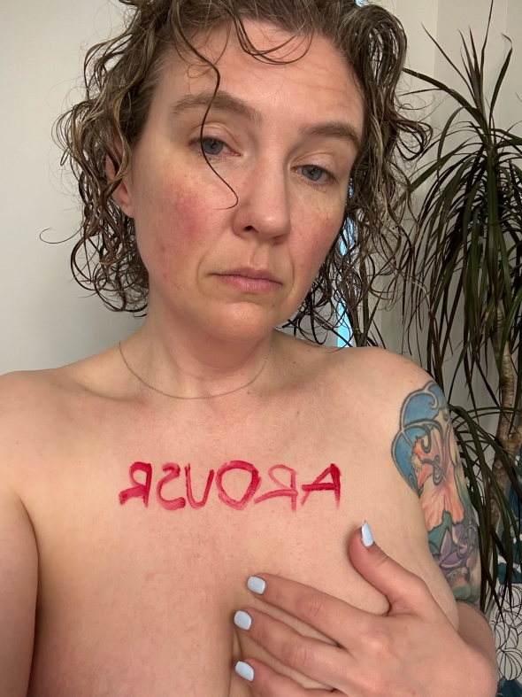 If this does not prove im real i dont know what can wrote it on myself thinking id take picture in the mirror only to realize it would be backwards  