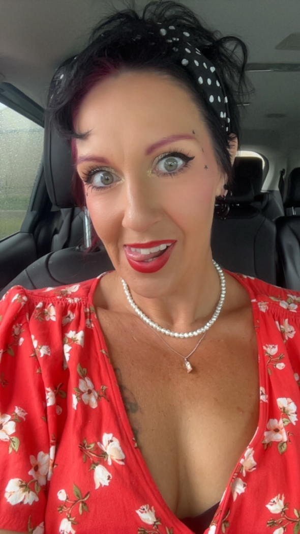 Red lips are looking for something to fill them up. 