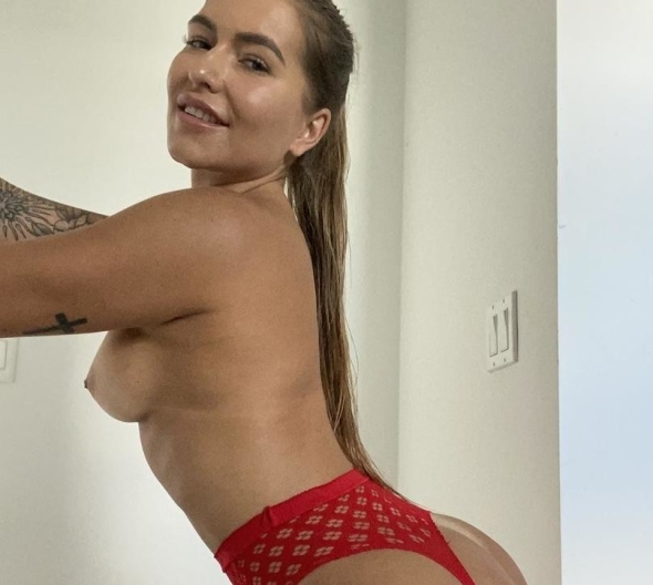 Red tanga is on my big ass